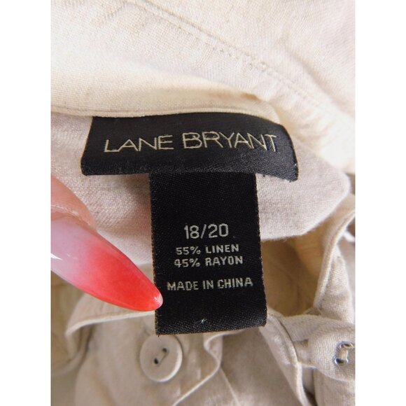 Lane Bryant Shirt Womens 18/20 Beige Linen Blend Tunic 3/4 Sleeve Plus Size - Picture 11 of 12
